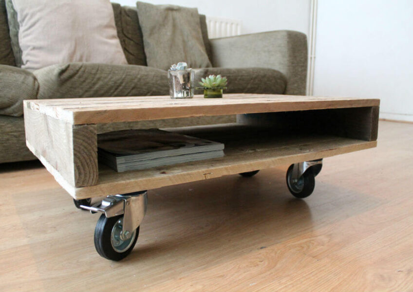 pallet coffee table 100mm Wheels Gas&Air Studios London